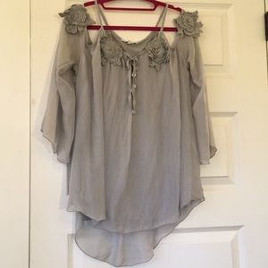 Cold shoulder embroidered blouse